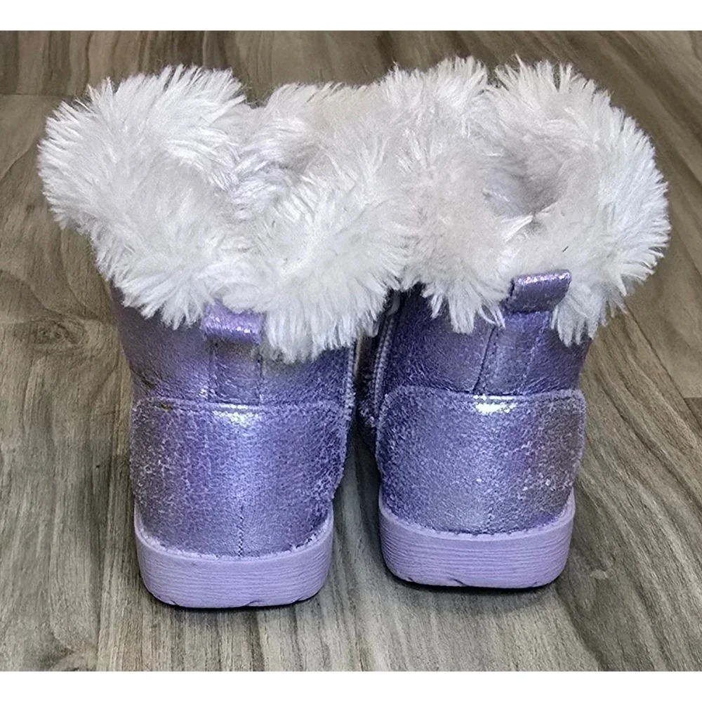 Cat & Jack Toddler Girls Boots – Size 4 – Purple Sparkly Faux Fur